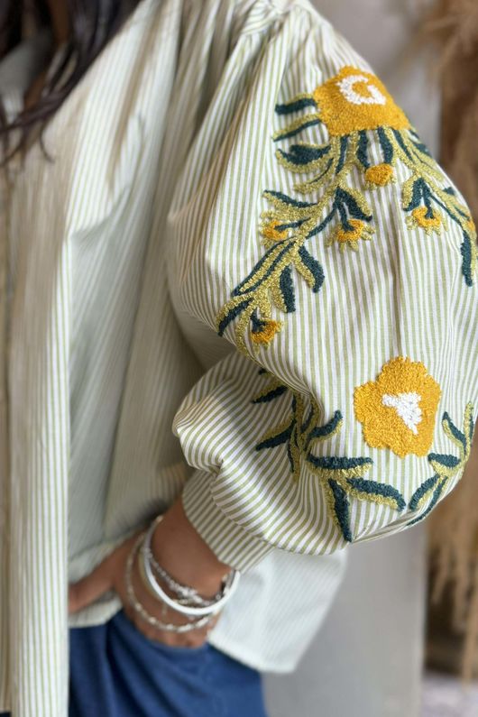 Hutton Crewel Work Shirt Olive